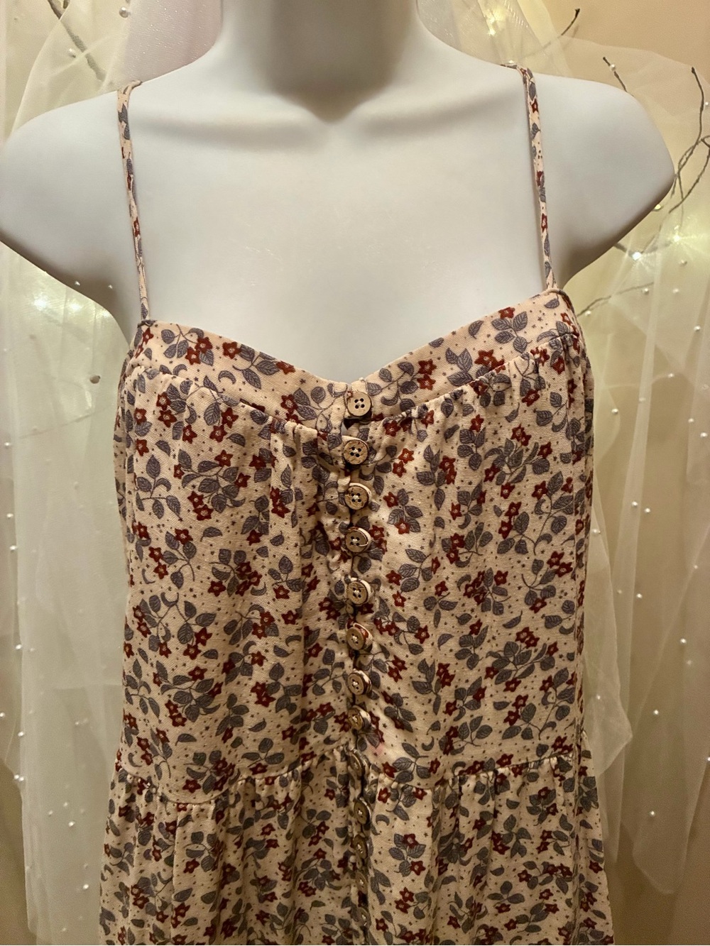 Rylee + Cru Maxi Dress with Rust Floral Print